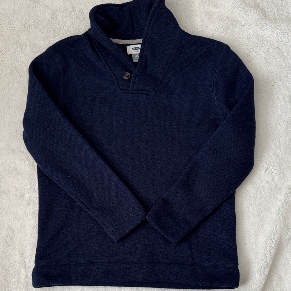 Old Navy Navy Shawl Collar Pullover Sweater